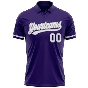 Custom Purple White-Gray Performance Vapor Golf Polo Shirt