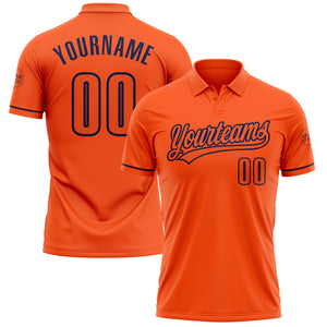 Custom Orange Navy Performance Vapor Golf Polo Shirt