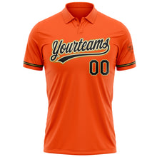 Load image into Gallery viewer, Custom Orange Black Cream-Old Gold Performance Vapor Golf Polo Shirt
