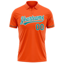 Load image into Gallery viewer, Custom Orange Teal-White Performance Vapor Golf Polo Shirt
