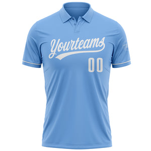 Custom Light Blue White Performance Vapor Golf Polo Shirt