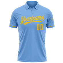 Load image into Gallery viewer, Custom Light Blue Yellow Performance Vapor Golf Polo Shirt
