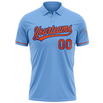 Custom Light Blue Orange-Royal Performance Vapor Golf Polo Shirt