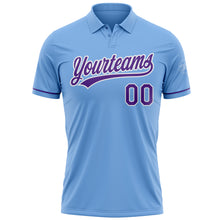 Load image into Gallery viewer, Custom Light Blue Purple-White Performance Vapor Golf Polo Shirt
