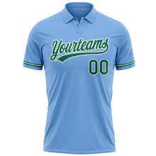 Load image into Gallery viewer, Custom Light Blue Kelly Green-White Performance Vapor Golf Polo Shirt
