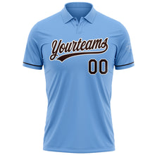 Load image into Gallery viewer, Custom Light Blue Brown-White Performance Vapor Golf Polo Shirt
