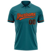 Load image into Gallery viewer, Custom Teal Black-Orange Performance Vapor Golf Polo Shirt
