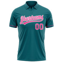 Load image into Gallery viewer, Custom Teal Pink-White Performance Vapor Golf Polo Shirt
