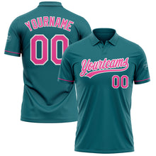 Load image into Gallery viewer, Custom Teal Pink-White Performance Vapor Golf Polo Shirt

