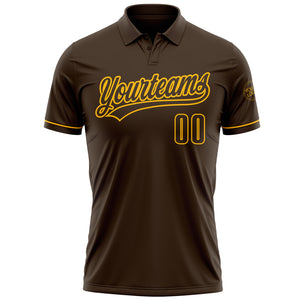 Custom Brown Gold Performance Vapor Golf Polo Shirt