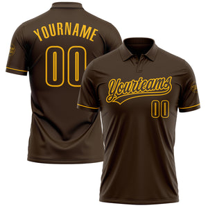 Custom Brown Gold Performance Vapor Golf Polo Shirt