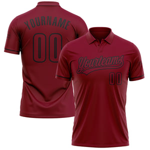 Custom Crimson Black Performance Vapor Golf Polo Shirt