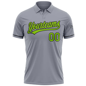 Custom Gray Neon Green-Black Performance Vapor Golf Polo Shirt