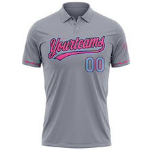 Load image into Gallery viewer, Custom Gray Light Blue Black-Pink Performance Vapor Golf Polo Shirt
