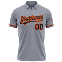 Load image into Gallery viewer, Custom Gray Black-Orange Performance Vapor Golf Polo Shirt
