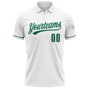 Custom White Kelly Green Performance Vapor Golf Polo Shirt