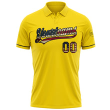 Load image into Gallery viewer, Custom Yellow Vintage USA Flag-Black Performance Vapor Golf Polo Shirt
