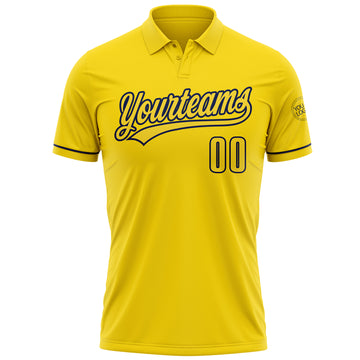 Custom Yellow Navy Performance Vapor Golf Polo Shirt