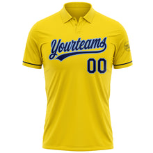 Load image into Gallery viewer, Custom Yellow Navy-Light Blue Performance Vapor Golf Polo Shirt
