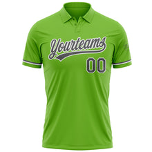 Load image into Gallery viewer, Custom Neon Green Steel Gray-White Performance Vapor Golf Polo Shirt
