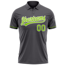 Load image into Gallery viewer, Custom Steel Gray Neon Green-White Performance Vapor Golf Polo Shirt
