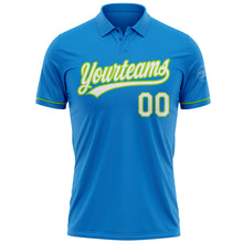 Load image into Gallery viewer, Custom Blue White-Neon Green Performance Vapor Golf Polo Shirt
