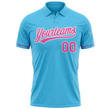 Load image into Gallery viewer, Custom Sky Blue Pink-White Performance Vapor Golf Polo Shirt
