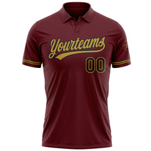 Load image into Gallery viewer, Custom Burgundy Black-Old Gold Performance Vapor Golf Polo Shirt
