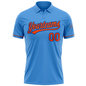 Custom Powder Blue Orange-Royal Performance Vapor Golf Polo Shirt