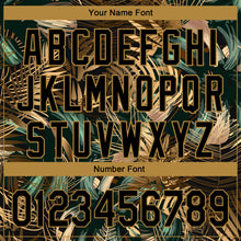 Load image into Gallery viewer, Custom Black Old Gold 3D Pattern Design Golden And Green Tropical Leaves In The Style Of Jungle And Hawaii Performance Golf Polo Shirt
