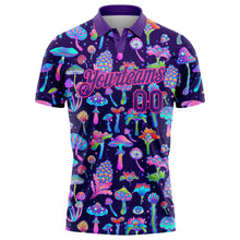Load image into Gallery viewer, Custom Purple Pink 3D Pattern Design Magic Mushrooms Psychedelic Hallucination Performance Golf Polo Shirt
