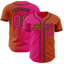 Load image into Gallery viewer, Custom Texas Orange Hot Pink-Black Authentic Gradient Fashion Baseball Jersey
