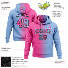 Load image into Gallery viewer, Custom Stitched Light Blue Pink-Black Gradient Fashion Sports Pullover Sweatshirt Hoodie
