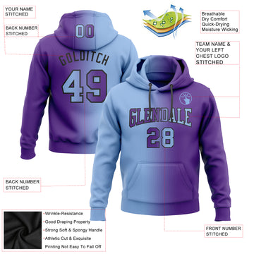 Custom Stitched Purple Light Blue-Black Gradient Fashion Sports Pullover Sweatshirt Hoodie