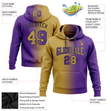 Custom Stitched Purple Old Gold-Black Gradient Fashion Sports Pullover Sweatshirt Hoodie