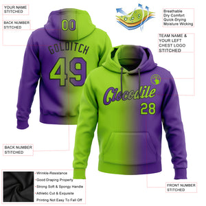 Custom Stitched Purple Neon Green-Black Gradient Fashion Sports Pullover Sweatshirt Hoodie