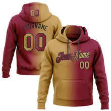 Load image into Gallery viewer, Custom Stitched Maroon Old Gold-Black Gradient Fashion Sports Pullover Sweatshirt Hoodie
