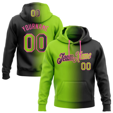 Custom Stitched Black Neon Green-Pink Gradient Fashion Sports Pullover Sweatshirt Hoodie