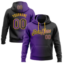 Load image into Gallery viewer, Custom Stitched Black Purple-Gold Gradient Fashion Sports Pullover Sweatshirt Hoodie
