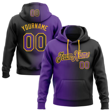 Custom Stitched Black Purple-Gold Gradient Fashion Sports Pullover Sweatshirt Hoodie