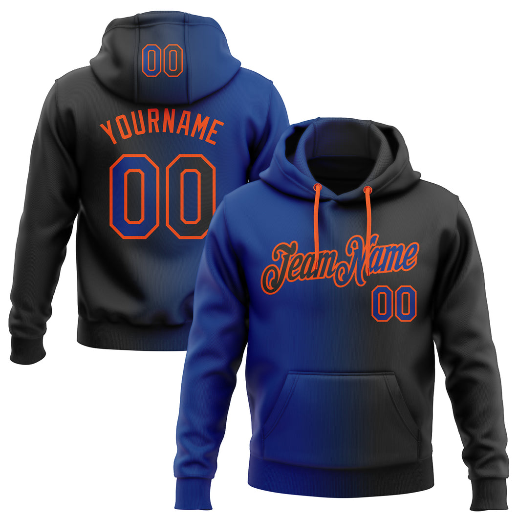 Custom Stitched Black Royal-Orange Gradient Fashion Sports Pullover Sweatshirt Hoodie