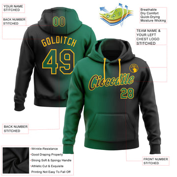 Custom Stitched Black Kelly Green-Gold Gradient Fashion Sports Pullover Sweatshirt Hoodie