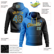 Load image into Gallery viewer, Custom Stitched Black Powder Blue-Gold Gradient Fashion Sports Pullover Sweatshirt Hoodie
