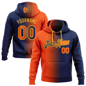 Custom Stitched Navy Orange-Gold Gradient Fashion Sports Pullover Sweatshirt Hoodie