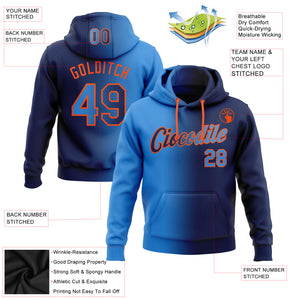 Custom Stitched Navy Electric Blue-Orange Gradient Fashion Sports Pullover Sweatshirt Hoodie