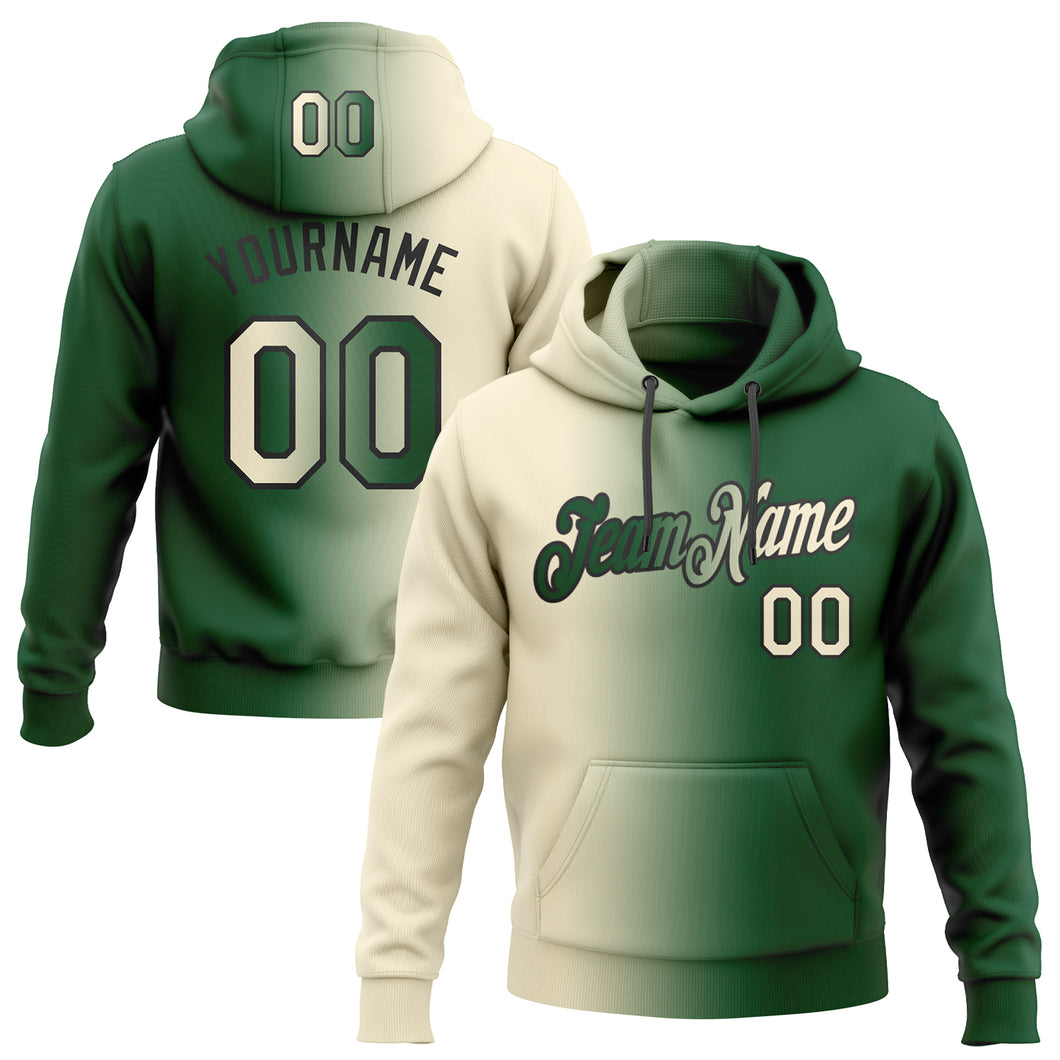 Custom Stitched Green Cream-Black Gradient Fashion Sports Pullover Sweatshirt Hoodie