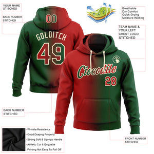 Custom Stitched Green Red-Cream Gradient Fashion Sports Pullover Sweatshirt Hoodie