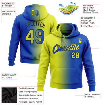 Custom Stitched Thunder Blue Neon Yellow-Black Gradient Fashion Sports Pullover Sweatshirt Hoodie