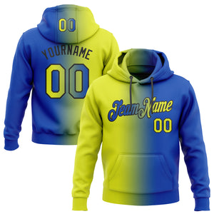 Custom Stitched Thunder Blue Neon Yellow-Black Gradient Fashion Sports Pullover Sweatshirt Hoodie