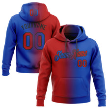 Load image into Gallery viewer, Custom Stitched Thunder Blue Red-Black Gradient Fashion Sports Pullover Sweatshirt Hoodie
